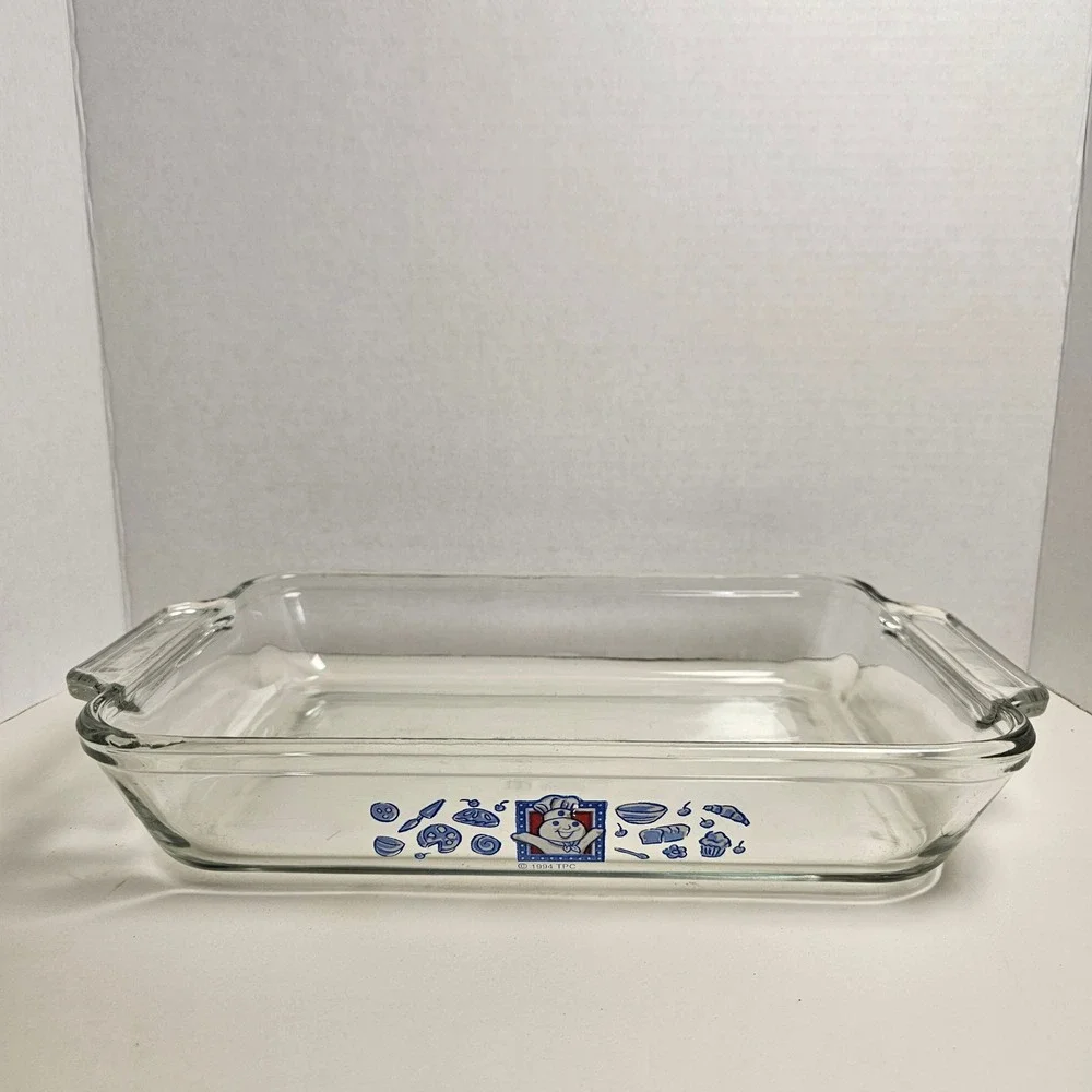 Vintage 1994‎ Anchor Hocking Pillsbury Doughboy Glass Baking Dish  2Qt Roaster